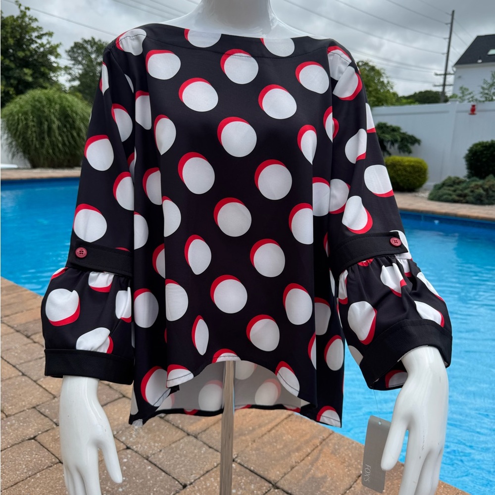 Black and Red Boxy Blouse with Relaxed Fit